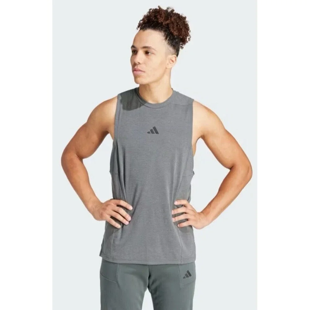 Adidas Mens Training Tank Top Gray IS3819 Sz 2XL NEW